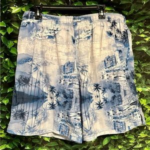 Cherokee Swim Trunks Mens XL Blue White Mesh lined